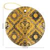 Christmas Ornaments Brocade Pattern in Yellow and Gray Ceramic Ornament Crafts Hanging Souvenir Round Hanging Pendant Ornaments for Xmas Holiday Party Christmas Tree Decorations 1 Pcs view 2