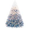 Topeakmart Artificial Christmas Pine Tree with Lights Snow Frosted Xmas Tree for Holiday Decoration with Iron Stand, 9ft, Lake Blue Gradient view 1
