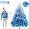 Topeakmart Artificial Christmas Pine Tree with Lights Snow Frosted Xmas Tree for Holiday Decoration with Iron Stand, 9ft, Lake Blue Gradient view 3