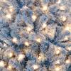 Topeakmart Artificial Christmas Pine Tree with Lights Snow Frosted Xmas Tree for Holiday Decoration with Iron Stand, 9ft, Lake Blue Gradient view 4