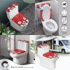 PJHEQOXE Christmas Penguins Snowflakes Toilet Rugs U Shaped,Toilet Lid Cover and Toilet Tank Cover Set,Non Slip Super Absorbent Bathroom Floor Mats,Toilet Lid Cover with Elastic Edge (Red) view 3