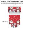 PJHEQOXE Christmas Penguins Snowflakes Toilet Rugs U Shaped,Toilet Lid Cover and Toilet Tank Cover Set,Non Slip Super Absorbent Bathroom Floor Mats,Toilet Lid Cover with Elastic Edge (Red) view 4