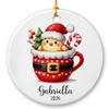 Chicken Ceramic Ornament, Chicken in Cup Christmas Ornament, Personalized Chicken Santa Cup Xmas Ornament, Chicken Xmas Tree Ornament, Gifts for Family Friend, Animal Ornament with Custom Name view 1