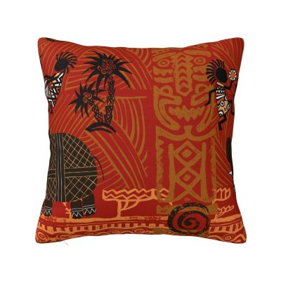 African Animals Tribal Pattern Throw Pillow Covers 12x12" Pillow Cover With Zipper Throw Pillow Cases Double Sided Plush Pillow Covers Decorative Throw Pillows Covers for Couch Living Room Bedroom