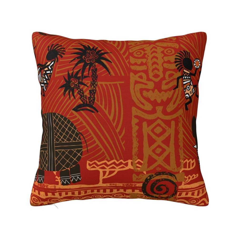 African Animals Tribal Pattern Throw Pillow Covers 12x12" Pillow Cover With Zipper Throw Pillow Cases Double Sided Plush Pillow Covers Decorative Throw Pillows Covers for Couch Living Room Bedroom