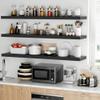 Fun Memories Floating Shelves - 12 Inch Rustic Wooden Wall Shelves - Extra Deeper & Thicker Wall Mounted Storage Shelf for Living Room, Kitchen, Farmhouse - 55" W x 12" D x 1.8" H - Rustic Black view 2