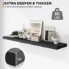 Fun Memories Floating Shelves - 12 Inch Rustic Wooden Wall Shelves - Extra Deeper & Thicker Wall Mounted Storage Shelf for Living Room, Kitchen, Farmhouse - 55" W x 12" D x 1.8" H - Rustic Black view 4