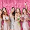 5 Pack Foil Curtain Backdrop Pink Metallic Tinsel Foil Fringe Curtains Photo Booth Props for Birthday Wedding Engagement Baby Shower Bachelorette Christmas Holiday Celebration Party Decorations view 2