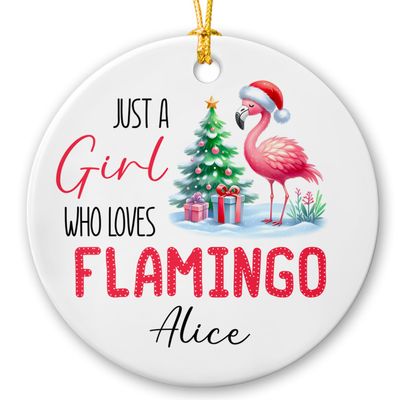 Baby Flamingo Christmas Ornament 2026, Custom Just A Girl Who Loves Flamingo Ornament, Personalized Name Flamingos Ceramic Ornament Gifts for Daughter Girl, Cute Flamingos Keepsake, Animal Ornament