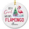 Baby Flamingo Christmas Ornament 2026, Custom Just A Girl Who Loves Flamingo Ornament, Personalized Name Flamingos Ceramic Ornament Gifts for Daughter Girl, Cute Flamingos Keepsake, Animal Ornament view 1