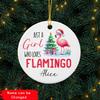 Baby Flamingo Christmas Ornament 2026, Custom Just A Girl Who Loves Flamingo Ornament, Personalized Name Flamingos Ceramic Ornament Gifts for Daughter Girl, Cute Flamingos Keepsake, Animal Ornament view 2
