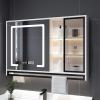 GRIPITHPY Medicine Cabinet with Light,LED Mirror Cabinet with Towel Rack,Makeup Vanity Mirror with Defogger, Dimmer, Storage, Recessed or Surface Mounted Medicine Cabinet Mirror for Bathroom view 1