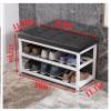 Storage Stool Iron Bench Frame - Shoe Storage with Memory Foam Seat - Stylish Faux Leather Furnishing Footstool for Hallway Entryway Living Room view 2