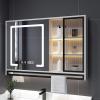 GRIPITHPY Medicine Cabinet with Light,LED Mirror Cabinet with Towel Rack,Makeup Vanity Mirror with Defogger, Dimmer, Storage, Recessed or Surface Mounted Medicine Cabinet Mirror for Bathroom view 1