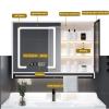 GRIPITHPY Medicine Cabinet with Light,LED Mirror Cabinet with Towel Rack,Makeup Vanity Mirror with Defogger, Dimmer, Storage, Recessed or Surface Mounted Medicine Cabinet Mirror for Bathroom view 2