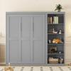 MERITLINE Queen Murphy Bed with Storage Bookcase Shelves,Wood Folding Grey Murphy Wall Bed Cabinet view 1