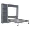 MERITLINE Queen Murphy Bed with Storage Bookcase Shelves,Wood Folding Grey Murphy Wall Bed Cabinet view 4