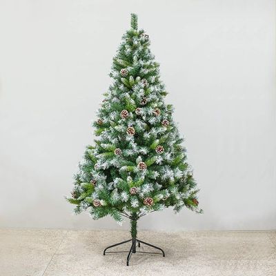 KYTGFH 4 Ft Snowflakes Xmas Tree Artificial Unlit,Green Full Hinged Christmas Tree with Pine Cones Metal Stand for Hotel Home Mall Decotati