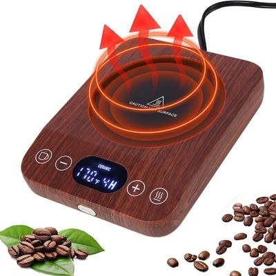 alnqeia Coffee Warmer for Desk,Electric Coffee Mug Warmer with Microgravity Sensing Switch,3 Temperature Settings Timer and Auto Shut-Off,Self Heating Coffee Mug for Coffee, Milk, Beverage,Wood Color