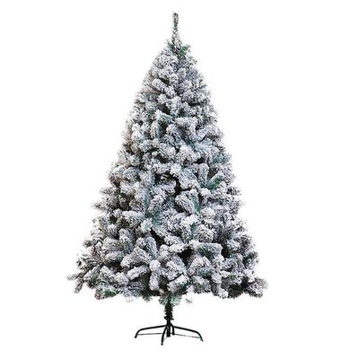 KYTGFH 7Ft Snow Flocked Artificial Christmas Tree, Unlit Artificial Pine Xmas Tree 700 Branch Tips, Easy Assembly, Foldable Metal Stand-7Ft,Green,White,10Ft(300cm)