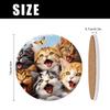 Ceramic Drink Coasters with Holder,Cute and Lively Cat Chasing A Butterfly Water Absorbent Marble Tabletop Protection (Cork Base),Set of 6,Suitable for Various Mugs,Home Decor4 Inch view 2