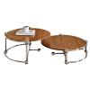 GRIPITHPY Nesting Coffee Table Set of 2,Round Coffee Table Wood Grain Top,Center Coffee Table Industrial End Table with Stainless Steels Frame for Living Room view 1