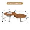 GRIPITHPY Nesting Coffee Table Set of 2,Round Coffee Table Wood Grain Top,Center Coffee Table Industrial End Table with Stainless Steels Frame for Living Room view 3