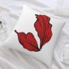 SHRUBBED Decorative Throw Pillow with Red Floral Pattern, 18 x 18 inches view 3