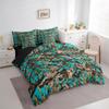 Feelyou Tree Branches 7 Pieces Bedding Set, for Kids Wild Hunting Leaf Bed Set Queen Size Botanical Tree Bed in a Bag with Comforter, Sheets, Pillowcases Bedroom Decor Nature Theme Teal Brown view 2