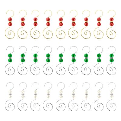 INCREWAY 30 PCS Ornament Hooks Silver S-Shaped Hangers Hook Swirl Christmas Tree Hanger Metal Hooks with 3-Color Artificial Pearl