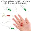 INCREWAY 30 PCS Ornament Hooks Silver S-Shaped Hangers Hook Swirl Christmas Tree Hanger Metal Hooks with 3-Color Artificial Pearl view 3