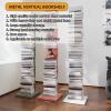 JCWGLY Bookcases Floor Standing Metal Bookshelf Modern Vertical Invisible Bookcase Corner Bookshelf for Living Room Bedroom Office Large Capacity Organizer Shelf(Black,9 Tier) view 4