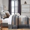 FineStichery 128"x120" Cotton Oversized King Bedspread Coverlet, Gray Plaid Extra Large Quilt Set with Pillow Shams, Lightweight Farmhouse Reversible Quilted Bedspreads, All Season, 3 Piece view 2