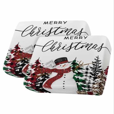 Christmas Snowman Stretch Couch Sofa Cushion Covers,Winter Snowflake Pine Tree Plaid Sectional/Individual/L/T Shape Sofa Couch Slipcover Armchair Slip Cover Protector Elastic Bottom,S Size 2-PC