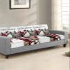 Christmas Snowman Stretch Couch Sofa Cushion Covers,Winter Snowflake Pine Tree Plaid Sectional/Individual/L/T Shape Sofa Couch Slipcover Armchair Slip Cover Protector Elastic Bottom,S Size 2-PC view 2
