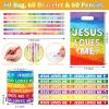 Ireer 90 Pcs/30 Sets Religious Valentine's Day Gifts Party Favors, Include Jesus Loves Me Valentine Plastic Goody Bag Christian Bookmark Bible Verse Pencil Rubber Wristband for Church Sunday School view 2
