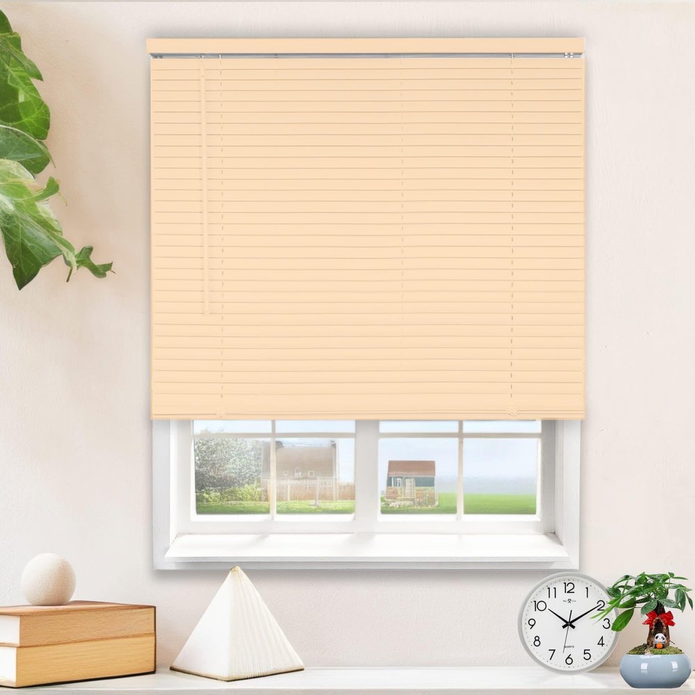 Venetian Blind Window Blinds Mini Blinds Cordless Blinds Small Window Blinds Aluminum Blinds for Home Living Room Office Vinyl Blinds Blinds & Shades Beige.79Wx(12" H to 98" H Customizeize)