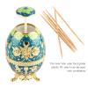 Jwthee Automatic Toothpick Holder, Egg Shape Toothpicks Case Portable Retractable Toothpick Holder Retro Pop up Toothpick Dispenser for Home Kitchen view 2