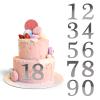 3.7 IN 0-9 Silver Birthday Number Cake Toppers Large Silver Acrylic Cake Numbers Topper Acrylic Wedding Party Cupcake Toppers Cake Decorating Supplies for Birthday Wedding Anniversary Party view 1
