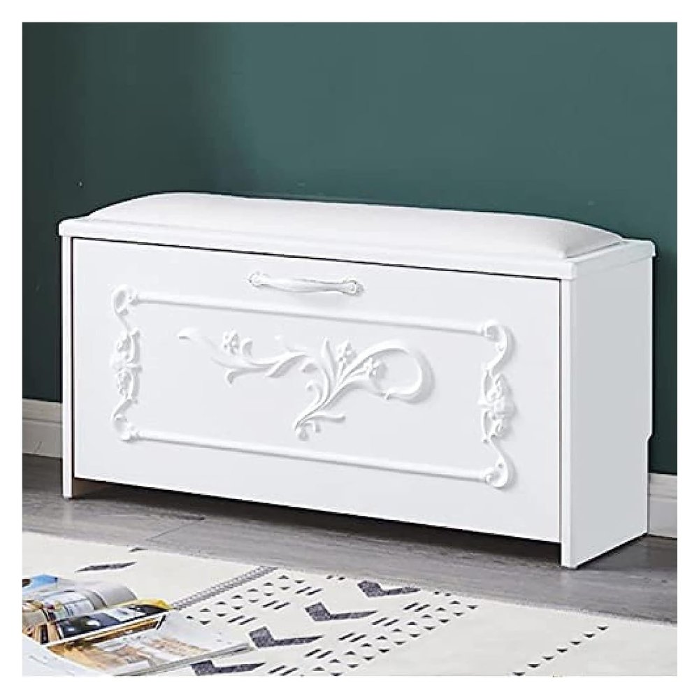 DBZRRKHDC Shoe Storage Bench Entryway Furniture Bench with Hidden Shoe Rack Solid Wood Shoe Cabinet Shoe Cabinet Storage Table Bedroom Shoe Stool Shoe Cabinet Seat(White,100x24x42cm)