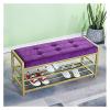 DBZRRKHDC Shoe Storage Bench Entryway Furniture Entrance Shoe Stool with Gold Shoe Rack, Shoe Cabinet, Velvet Bench, Bedroom End Bench, Multipurpose Shoe Stool(100x35x45cm) view 1