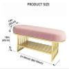 DBZRRKHDC Shoe Storage Bench Entryway Furniture Entrance Bench with Gold Shoe Rack, Velvet Upholstered Bench Seat, Modern Bench Shoe Cabinet Organizer(Grey,100x35x45cm) view 2