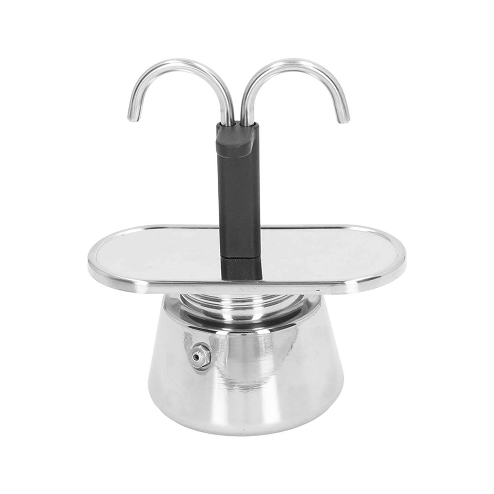 Ejoyous Stovetop Espresso Maker, 100ml Stainless Steel Stovetop Espresso Coffee Pot Dual Pipe Italian Cuban Coffee Maker for Home Kitchen