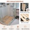 Vibeo Wood Bath Mat Quick Dry Bathroom Wooden Sit Mat for Spa & Sauna, Non Slip Shower Board for Camping, Comfortable Footing Wood Drain Grate, Easy to Clean(40x20in(101.6x50.8cm)) view 3