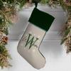 Personalization Universe Initially Christmas Personalized Stockings - Velvet Cuff, Custom Name & Initial - Holiday Decor- 19.5" L x 7.5" W - Green view 2