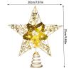 ZHDOKA 9.8in Tall Glitter Christmas Tree Topper, 9.8in Gold Christmas Star Tree Topper Metal 3D Hollow Plug in Treetop Topper Ornament for Xmas New Year Party Holiday Decoration view 2