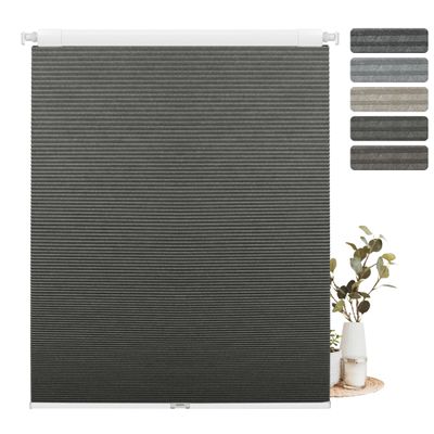 BERISSA NO Drill NO Tools Cordless Cellular Shades, Pull Down Blackout Jacquard Streaks Fabric Honeycomb Blinds for Indoor Window,67" W x 72" H,Gray