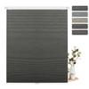BERISSA NO Drill NO Tools Cordless Cellular Shades, Pull Down Blackout Jacquard Streaks Fabric Honeycomb Blinds for Indoor Window,67" W x 72" H,Gray view 1