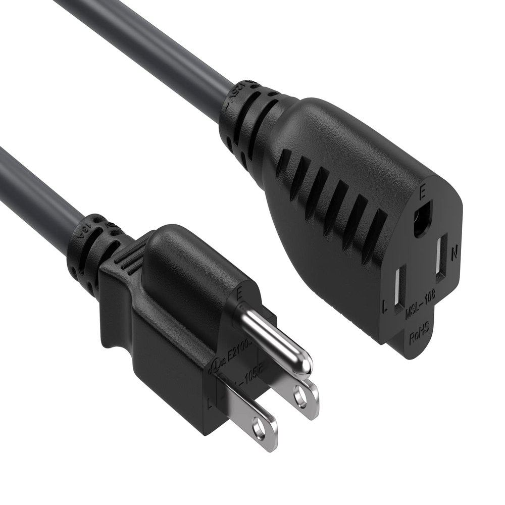 Cable Leader 50ft Extension Power Cord NEMA 5-15P to NEMA 5-15R 3 Prong Power Cable AC Power Cord, 16AWG