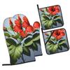 Red Hibiscus Print Oven Mitts and Pot Holders Set of 4 Cute Hot Pads Heat Resistant Gloves - Heat Resistant Kitchen Accessories view 2